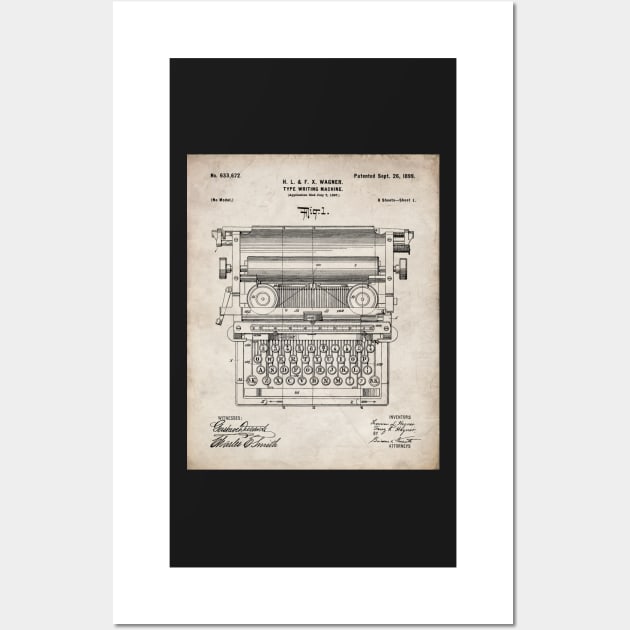 Typewriter Patent - Writer Editor Book Shop Decor Art - Antique Wall Art by patentpress